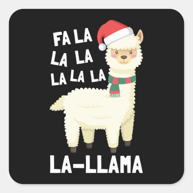 Christmas Fa La Llama Essential Square Sticker (Front)