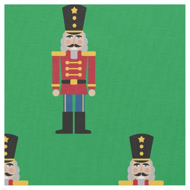 Christmas fabric with cute nutcracker pattern (Close Up)