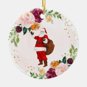 Christmas Face Mask Santa 2020 Ceramic Ornament