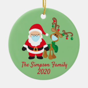 Christmas Face Mask Santa Reindeer Ceramic Ornament