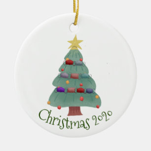 Christmas Face mask Tree Covid  2020 Ceramic Ornament
