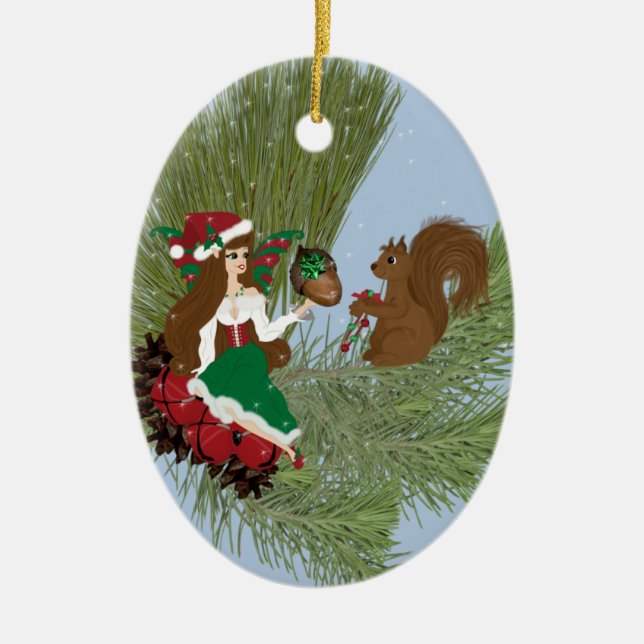 Christmas Faery and Squirrel Ornament (Front)