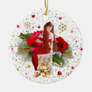Christmas Fairy Ceramic Ornament