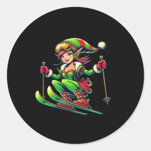 Christmas Fairy - Christmas Snowboard Skiing Classic Round Sticker