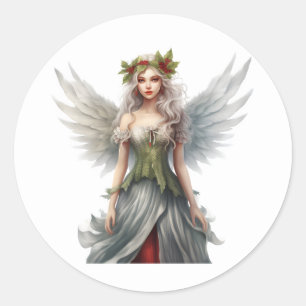 Christmas fairy classic round sticker