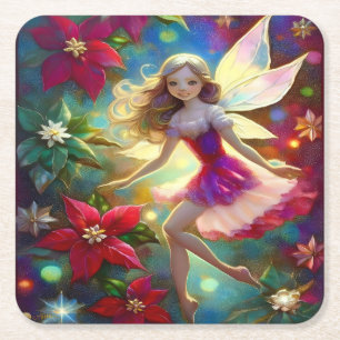 Christmas Fairy Collection - Ash Blonde Hair Square Paper Coaster
