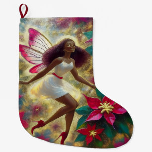 Christmas Fairy Collection - Auburn Natural Hair Large Christmas Stocking