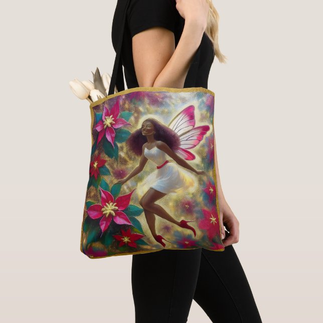 Christmas Fairy Collection - Auburn Natural Hair Tote Bag (Close Up)
