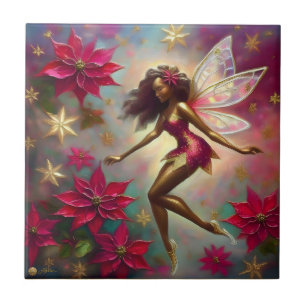 Christmas Fairy Collection - Brown Natural Hair Ceramic Tile