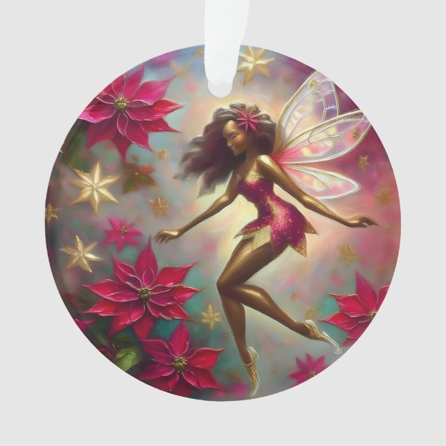 Christmas Fairy Collection - Brown Natural Hair Ornament (Front)