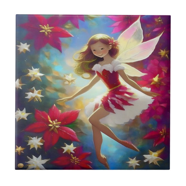 Christmas Fairy Collection - Copper Ginger Hair Ceramic Tile (Front)