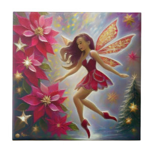 Christmas Fairy Collection - Light Auburn Hair Ceramic Tile