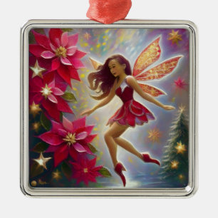 Christmas Fairy Collection - Light Auburn Hair Metal Ornament