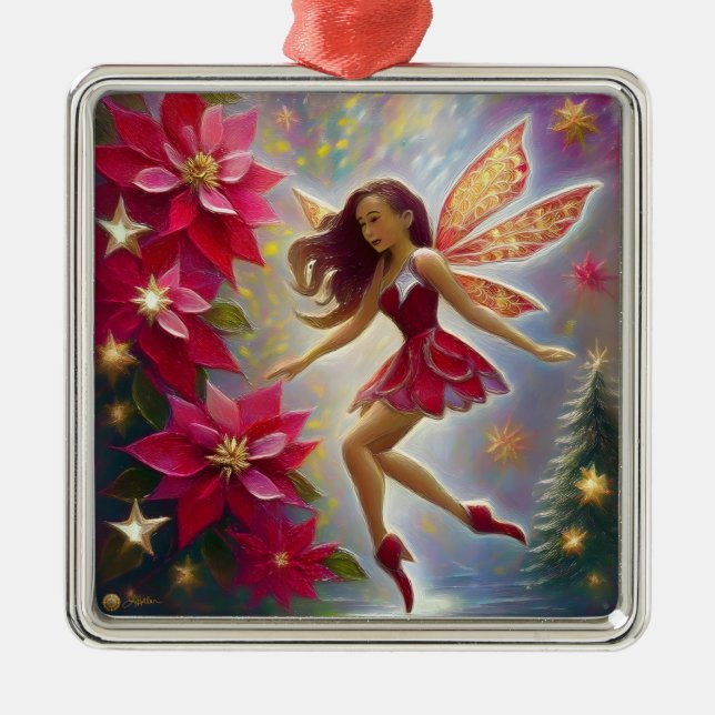 Christmas Fairy Collection - Light Auburn Hair Metal Ornament (Front)