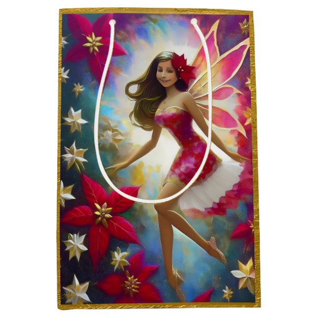 Christmas Fairy Collection - Light Brown Hair Medium Gift Bag (Front)