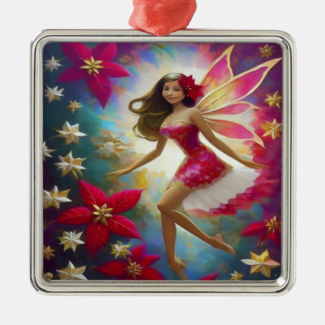Christmas Fairy Collection - Light Brown Hair Metal Ornament (Front)