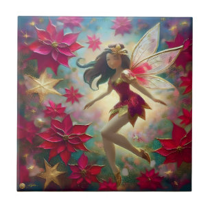 Christmas Fairy Collection - Medium Brown Hair Ceramic Tile