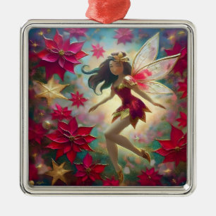 Christmas Fairy Collection - Medium Brown Hair Metal Ornament