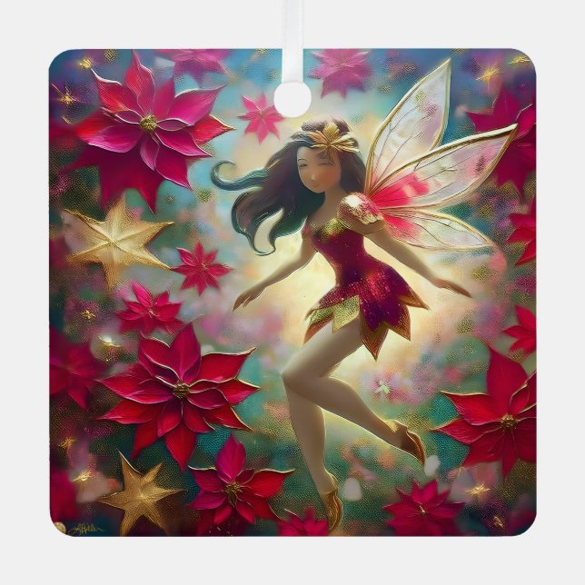 Christmas Fairy Collection - Medium Brown Hair Metal Tree Decoration (Front)