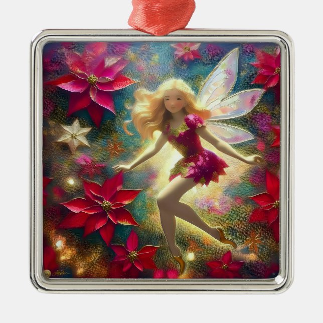 Christmas Fairy Collection - Pale Gold Blonde Hair Metal Ornament (Front)