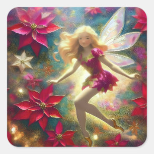 Christmas Fairy Collection - Pale Gold Blonde Hair Square Sticker