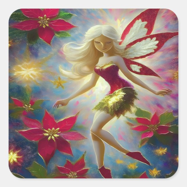 Christmas Fairy Collection - Platinum Blonde Hair Square Sticker (Front)