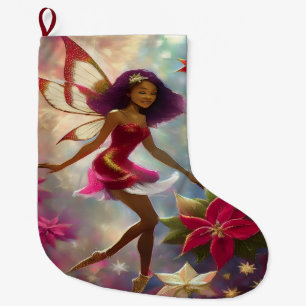 Christmas Fairy Collection Plum Tint Natural Hair Large Christmas Stocking
