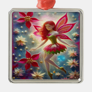 Christmas Fairy Collection - Red Hair Metal Ornament