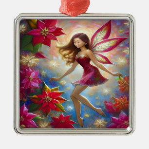 Christmas Fairy Collection - Reddish Brown Hair Metal Ornament