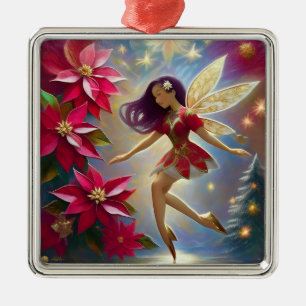 Christmas Fairy Collection - Straight Plum Hair Metal Ornament