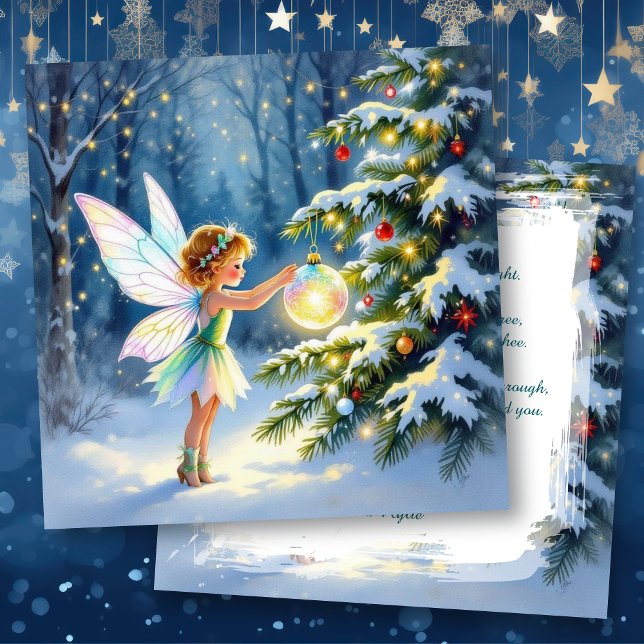 Christmas Fairy Decorating a Christmas Tree  Card (Creator Uploaded)