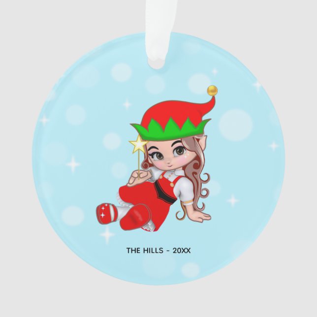 Christmas Fairy Elf Holding a Star Ornament (Front)