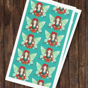 Christmas Fairy Fantasy Holly Bells Poinsettias Napkin