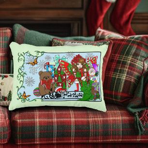 Christmas Fairy Green Toys Festive Decorative Cushion