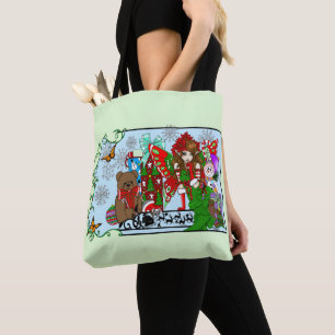 Christmas Fairy Green Toys Festive Tote Bag