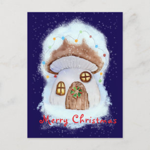 Christmas fairy house postcard