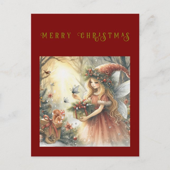 Christmas Fairy in the forest Holiday Postcard (Front)