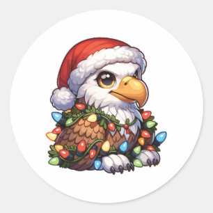 Christmas Fairy Lights Bald Eagle Classic Round Sticker
