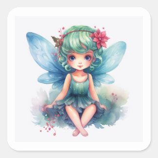 Christmas fairy square sticker