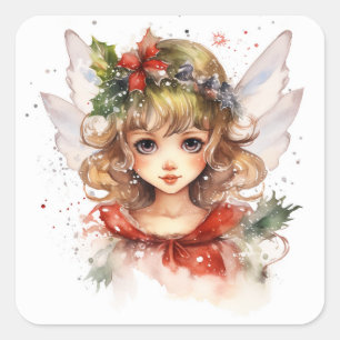 Christmas fairy square sticker