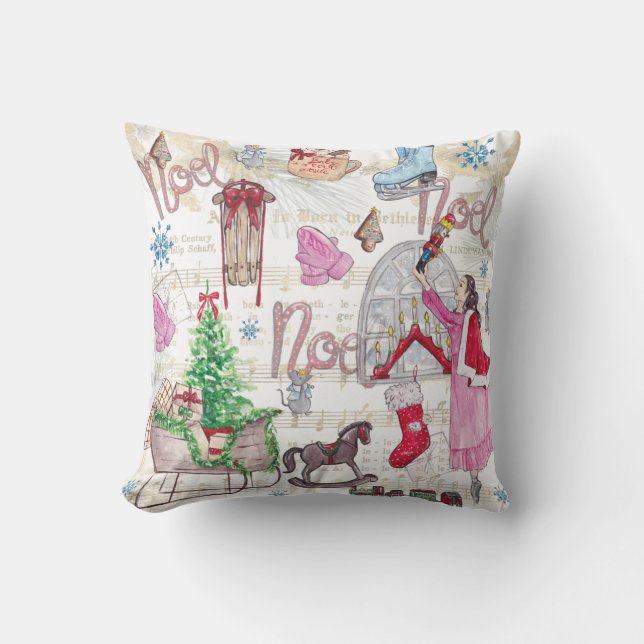 Christmas Fairy Tale Hand painted Cushion (Front)
