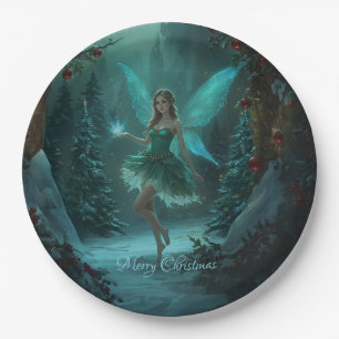 Christmas Fairy with a Spark of Magic Holiday Paper Plate