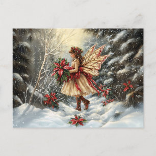 Christmas Fairy with Poinsettias Postcard
