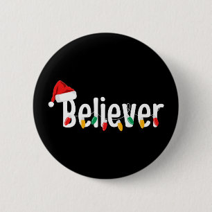 Christmas Faith Believer Santa Claus Xmas Lights 6 Cm Round Badge