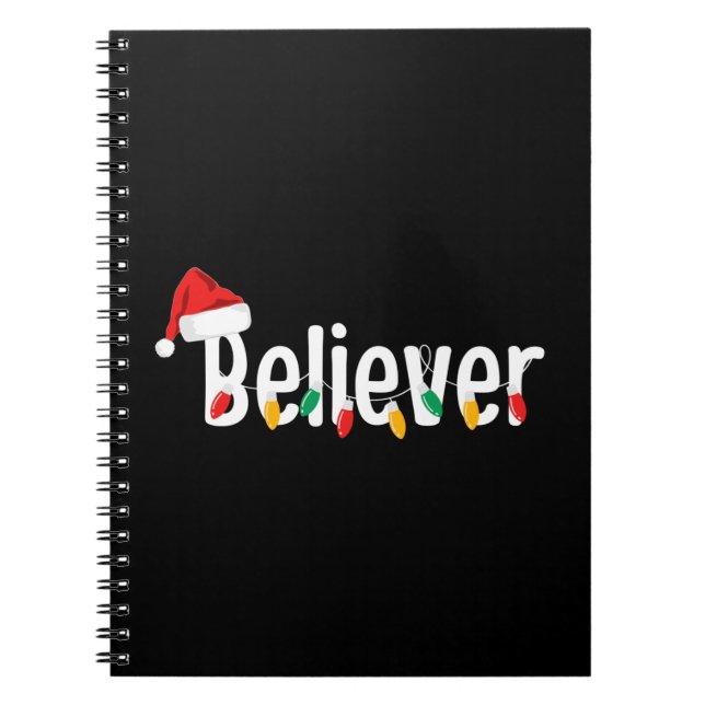 Christmas Faith Believer | Santa Claus Xmas Lights Notebook (Front)