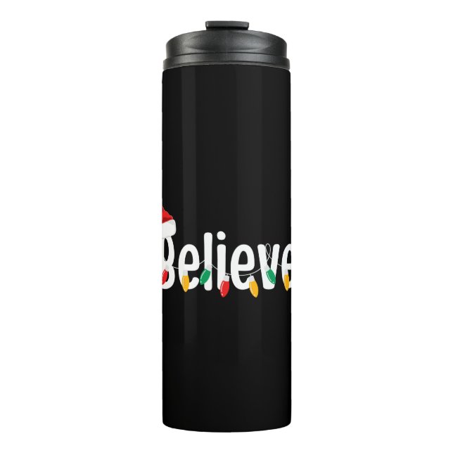 Christmas Faith Believer | Santa Claus Xmas Lights Thermal Tumbler (Front)