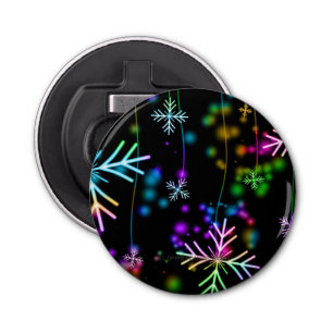 Christmas falling various neon colours snowflakes bottle opener