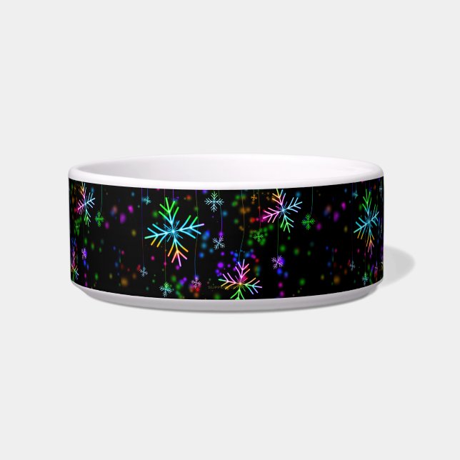 Christmas falling various neon colours snowflakes  bowl (Front)