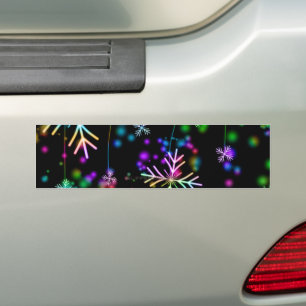 Christmas falling various neon colours snowflakes  bumper sticker
