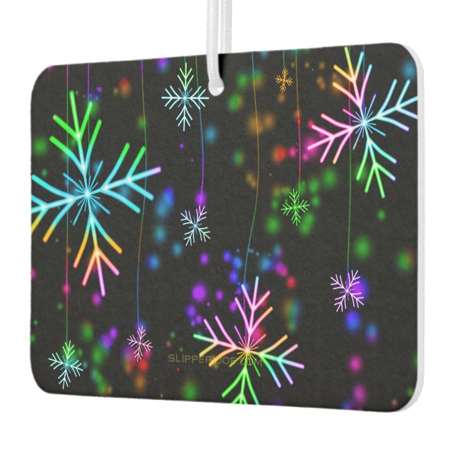 Christmas falling various neon colours snowflakes  car air freshener (Left)